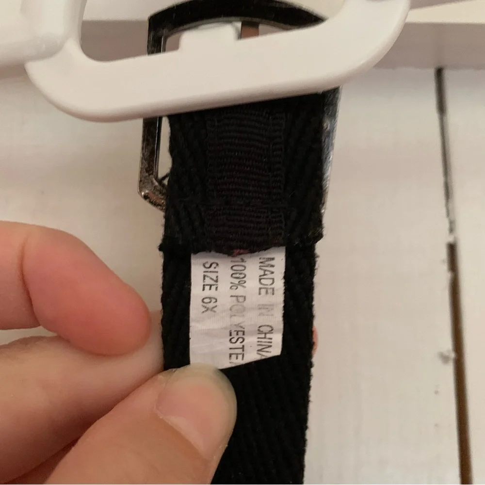 Girl's Black Belt Adjustable Size 6X Rhinestones Gunmetal Color Hardware